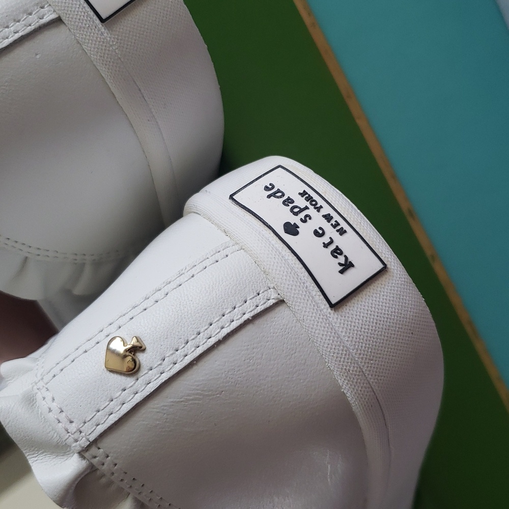 Kate Spade NEW Sneakers Embellished Leather Slip-on  White Women's 9.5 NIB - Picture 14 of 17